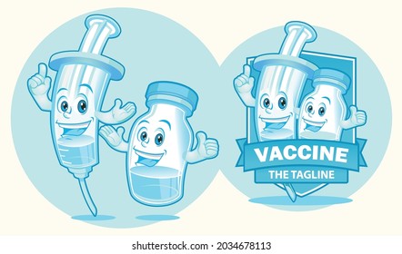 Injector and Vaccine Bottle Mascot