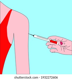 injects vaccine into a patient's arm
