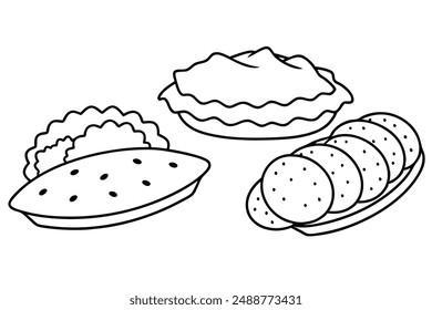 Injera Line Art Artwork Ethiopian Food Hand Drawing Illustration