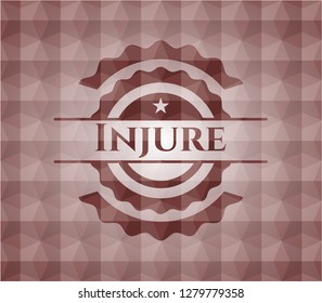 Injure red seamless badge with geometric background.