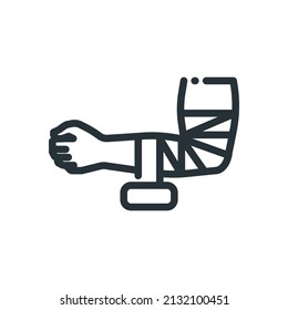 Injured Arm Splint Outline Icon, Medical Icon