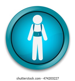 Injured of the back pain icon. Splint for spinal bracing button