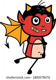 Injured Cartoon Devil Vector Character Design Illustration