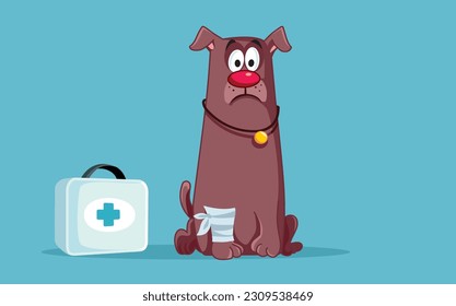 
Injured Dog with Broken Leg Vector Cartoon Illustration. Domestic animal having an accident in need of treatment 
 svg