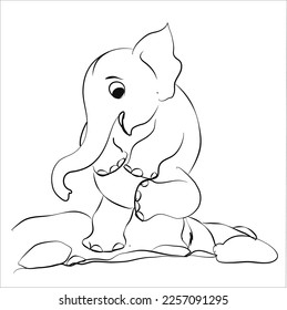 injured elephant line art design