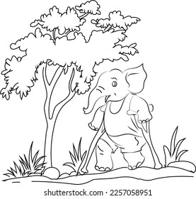 injured elephant under the tree.