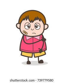 Injured Face with Bandage - Cute Cartoon Fat Kid Illustration