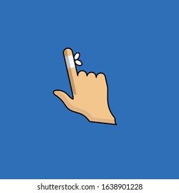 Injured finger icon or symbol. cartoon style.color icon. icon with black outlines and shadow