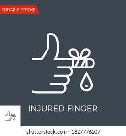 Icono del vector de línea delgada del Dedo herido. Icono plano aislado en el fondo negro. Archivo EPS de trazo editable. Ilustración vectorial.
