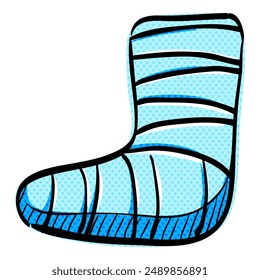 Injured foot halftone icon hand drawn color vector illustration