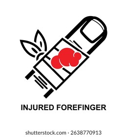 Injured forefinger with bandage icon isolated on background vector illustration.