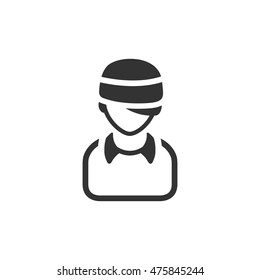 Injured head icon in single color. Health medical man healing insurance