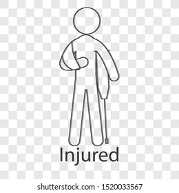 Injured icon on transparency background. Business creative idea design. Line vector illustration use for your project.