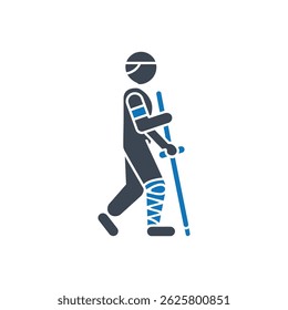 Injured Leg Walking Icon Isolated On White Background