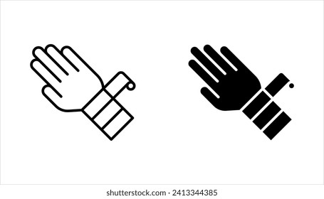 Injured man in bandage. Broken arm icon set. vector illustration on white background
