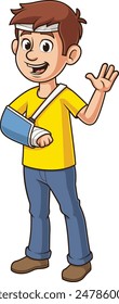 Injured man looking happy vector illustration