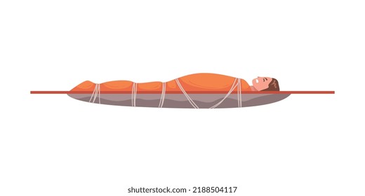 Injured Man Lying on Stretcher as Rescue and Life Saving Emergency Operation Vector Illustration