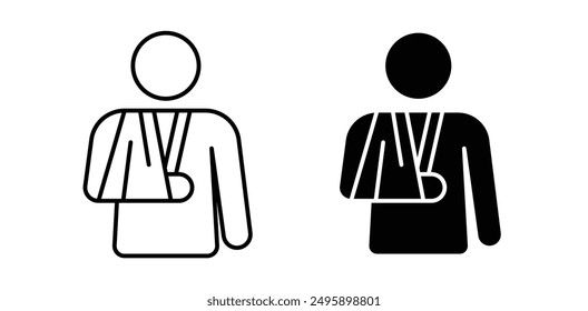 Injured man vector icon set in black color.