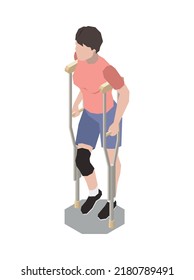 Injured people first aid isometric composition with isolated human character of injured person vector illustration
