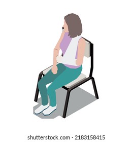 Injured people first aid isometric composition with isolated human character of injured person vector illustration