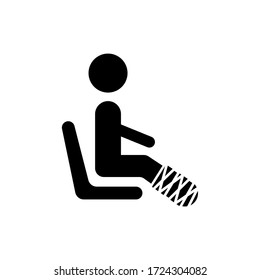 Injured people priority seat glyph icon design vector. Medical sign symbol. Editable stroke. Black glyph vector icon.