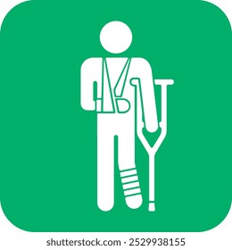 O ícone da pessoa lesionada está isolado em um fundo branco