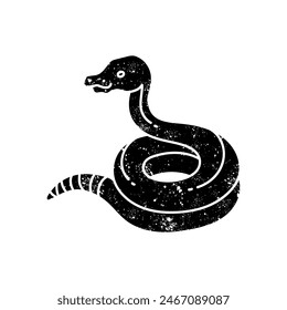 Icono de serpiente lesionada Animal reptil mascota veterinaria negro dibujado a mano icono en grunge mirada