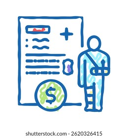 subsídio de lesões ícone doodle esboço vetor. lesões sinal de subsídio. símbolo isolado ilustração