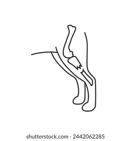 Verletzungen bei Hunden. Beintrauma-Symbol, Piktogramm, Symbol. Gliederbefall. Pfoten-Trauma. Schmerzhafte Erkrankung. Tierärztliches Konzept. Bearbeitbare isolierte Vektorgrafik im Gliederungsstil auf weißem Hintergrund