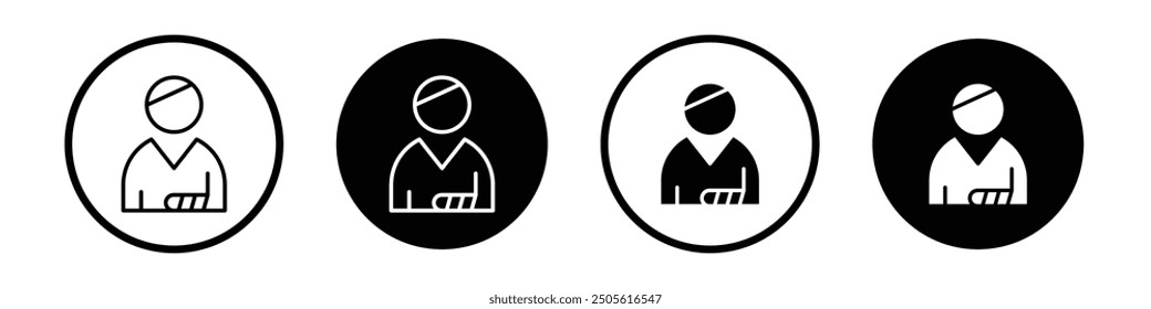 Injuries vector icon set black filled and outlined style.