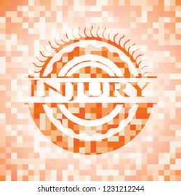 Injury abstract orange mosaic emblem