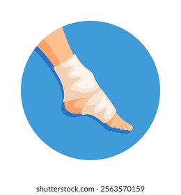 Injury ankle in elastic bandage vector illustration