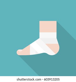 Injury Ankle and foot wrap in white elastic bandage icon, concept of first aid for trauma , accidental or over exercise svg