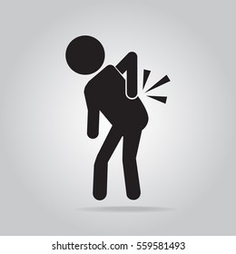 Injury of the back pain icon, medical vector illustration