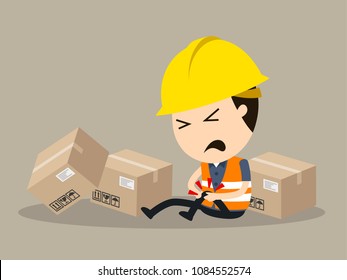 Injury Caused By A Fall, Vector Illustration, Safety And Accident, Industrial Safety Cartoon