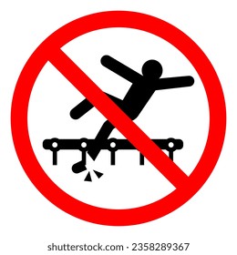 Injury Hazard Exposed Conveyors Moving Parts Can Cause Server Injury Symbol Sign, Vector Illustration, Isolate On White Background Label .EPS10