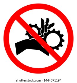 Injury Hazard Hand Entanglement Rotating Gears Symbol Sign, Vector Illustration, Isolate On White Background Label .EPS10