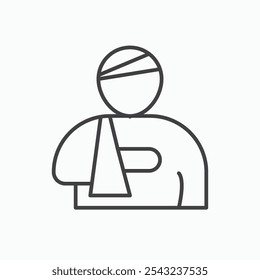 Injury icon in black outlined and solid.