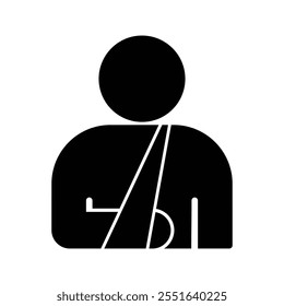 Injury icon, Injured man in bandage, broken armin, trauma icon isolated on transparent background