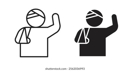 Injury icons in flat and line style set.