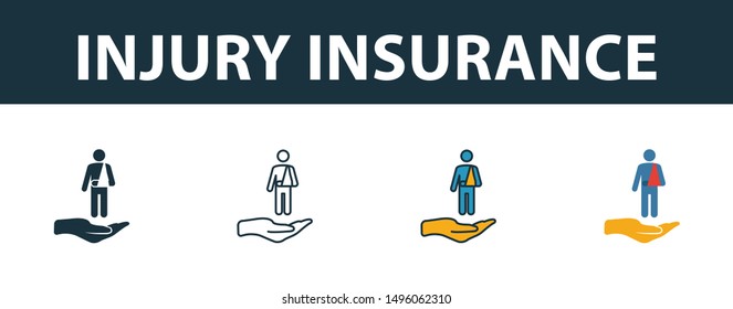 Injury Insurance Icon Set Four Elements Stock Vector (Royalty Free ...