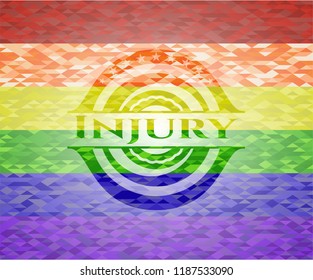 Injury on mosaic background with the colors of the LGBT flag