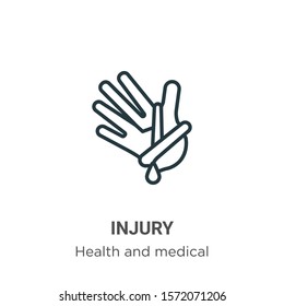 Injury outline vector icon. Thin line black injury icon, flat vector simple element illustration from editable health and medical concept isolated on white background