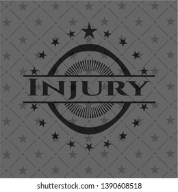 Injury realistic dark emblem. Vector Illustration. Detailed.