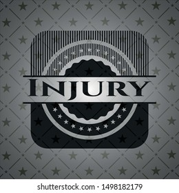 Injury retro style black emblem. Vector Illustration. Detailed.