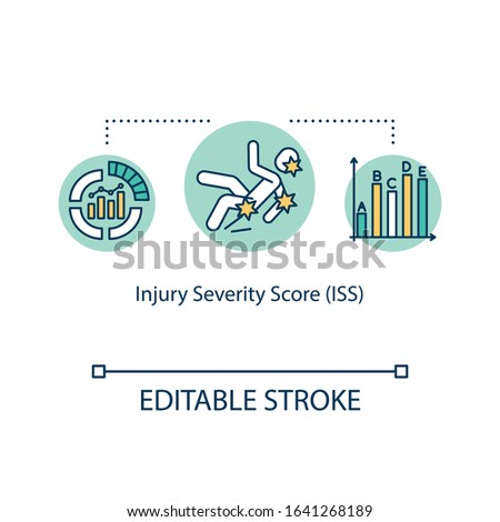 Injury severity score, polytrauma concept icon. Mortality, morbidity and hospitalization time indicators idea thin line illustration. Vector isolated outline RGB color drawing. Editable stroke