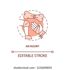 Injury terracotta concept icon. Joint disorders cause abstract idea thin line illustration. Osteoarthritis risk. Isolated outline drawing. Editable stroke. Arial, Myriad Pro-Bold fonts used