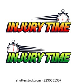 Injury time with stopwatch in soccer game vector design