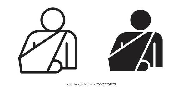 Injury vector icon set black filled and outlined style.