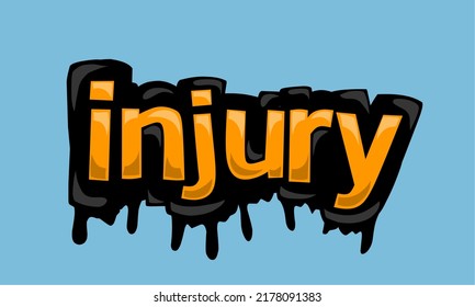 Diseño vectorial de escritura INJURY sobre fondo azul